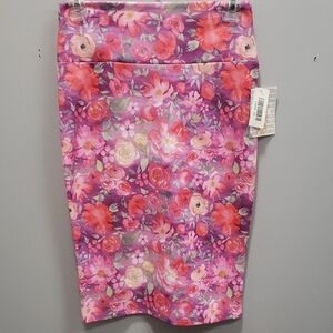 LulaRoe NWT "Cassie" Pink And Purple Floral Pencil Skirt, XS